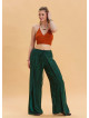 Green Ethnic Trousers with Elastic Waist and Tie Detail 4471